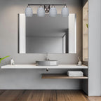 Paramount Four Light Bath Bar in Matte Black & Brushed Nickel with 5" Gray Matrix Shade