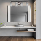 Paramount Four Light Bath Bar in Matte Black & Brushed Nickel with 4" Gray Matrix Shade