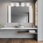Paramount Four Light Bath Bar in Matte Black & Brushed Nickel with 6" White Marble Shade