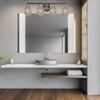 Paramount Four Light Bath Bar in Matte Black & Brushed Nickel with 5" Natural Fusion Shade