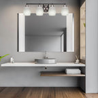 Paramount Four Light Bath Bar in Matte Black & Brushed Nickel with 5" White Linen Shade