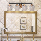 Paramount Four Light Bath Bar in Matte Black & Brass with 6" Smoke Bubble Shade