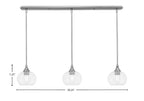 Stem Three Light Linear Pendalier in Brushed Nickel with Clear Bubble Shade