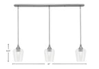 Stem Three Light Linear Pendalier in Brushed Nickel with Clear Bubble Shade