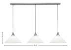 Stem Three Light Linear Pendalier in Brushed Nickel with White Marble Shade