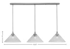 Stem Three Light Linear Pendalier in Brushed Nickel with Smoke Bubble Shade