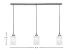 Stem Three Light Linear Pendalier in Brushed Nickel with White Marble Shade