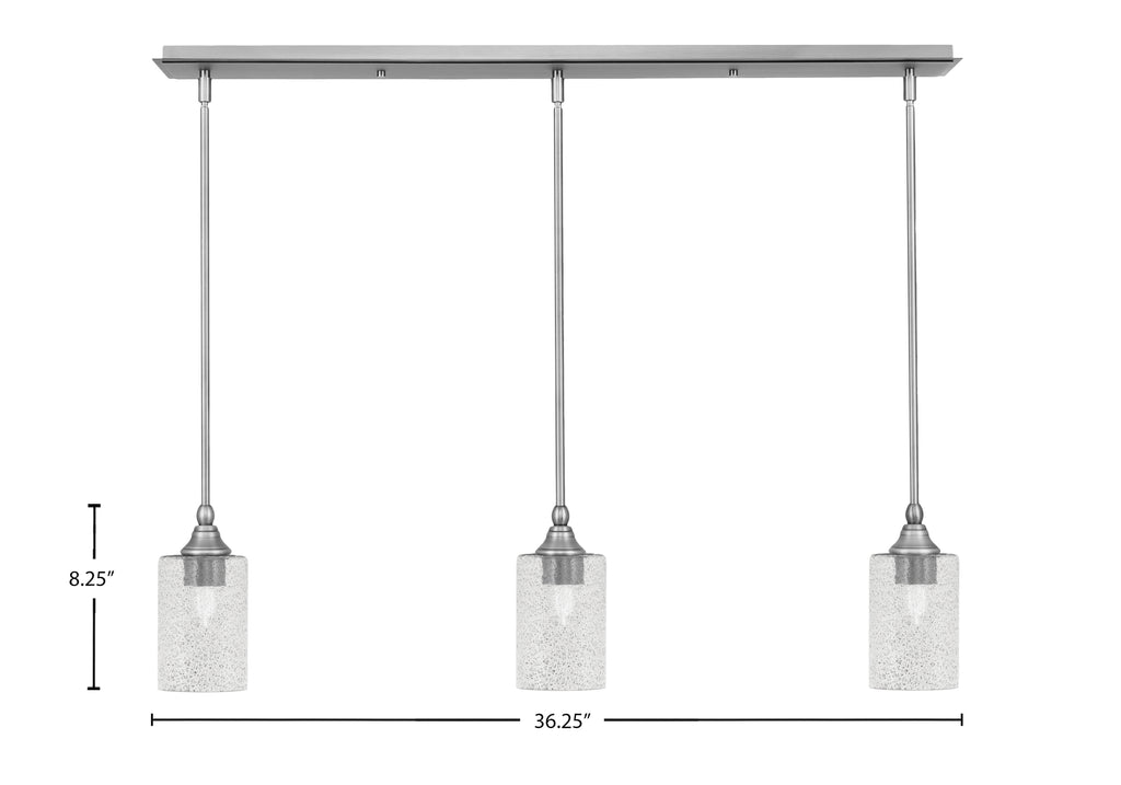 Stem Three Light Linear Pendalier in Brushed Nickel with Smoke Bubble Shade