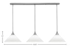 Stem Three Light Linear Pendalier in Brushed Nickel with White Muslin Shade
