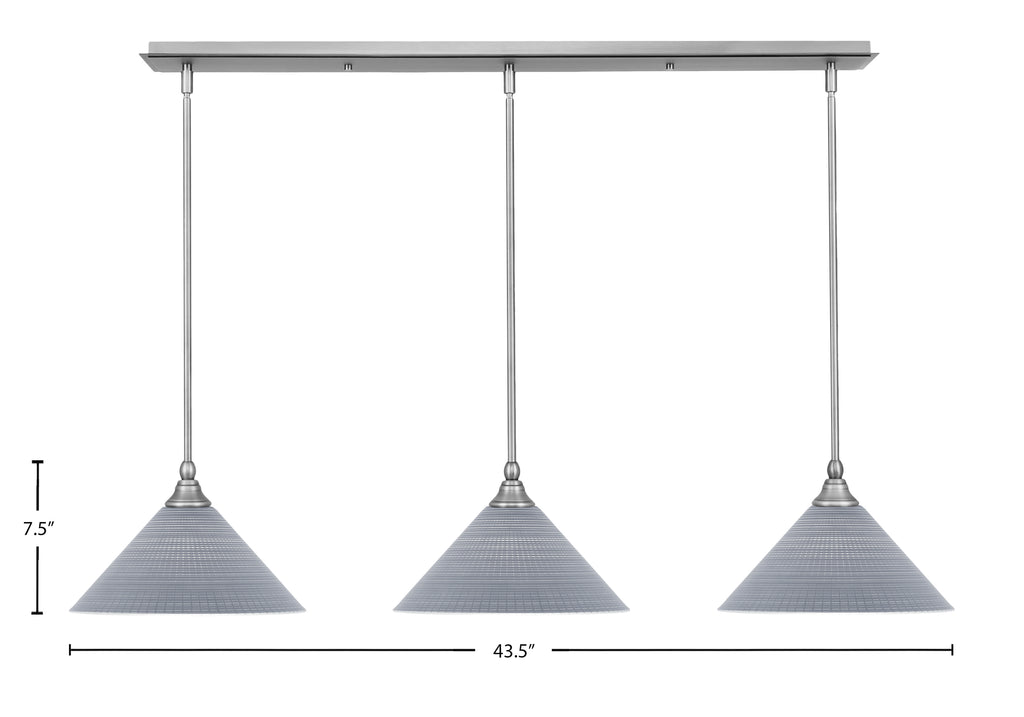 Stem Three Light Linear Pendalier in Brushed Nickel with Gray Matrix Shade