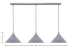 Stem Three Light Linear Pendalier in Brushed Nickel with Gray Matrix Shade