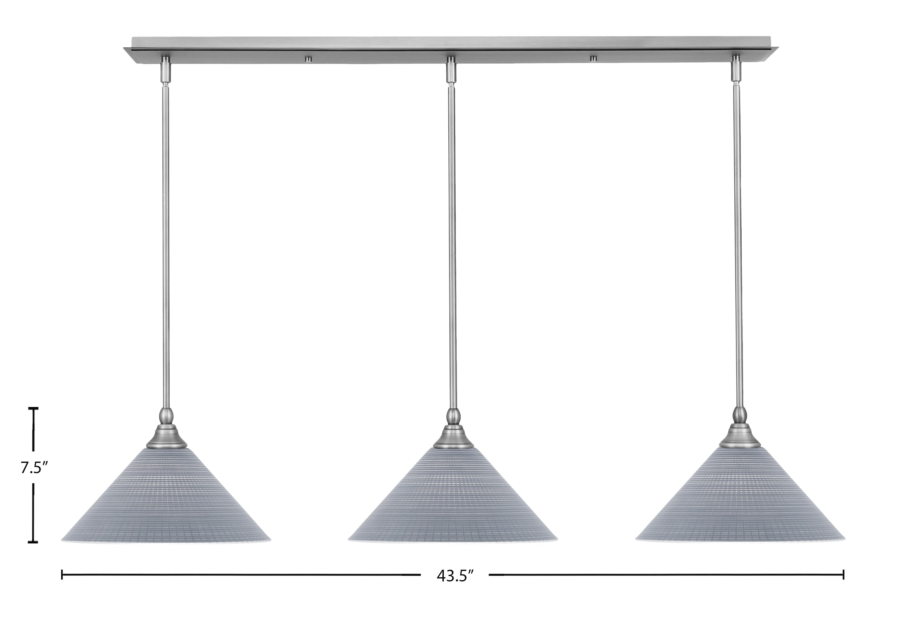 Stem Three Light Linear Pendalier in Brushed Nickel with Gray Matrix Shade