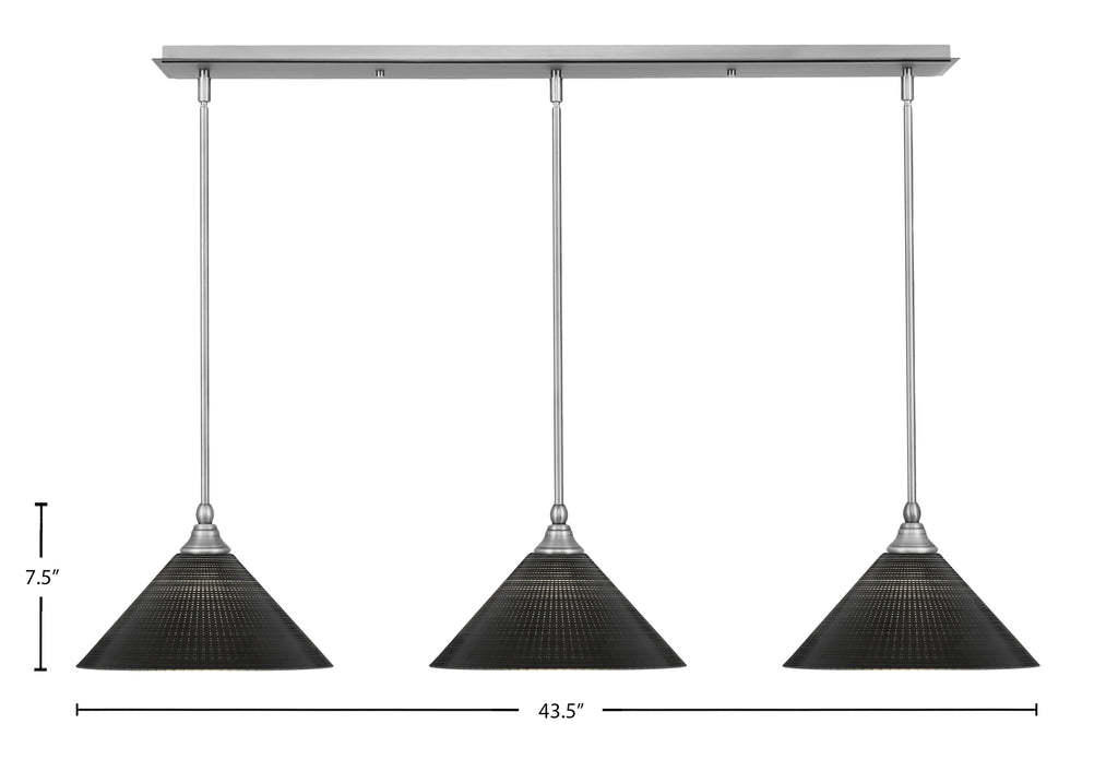 Stem Three Light Linear Pendalier in Brushed Nickel with Black Matrix Shade