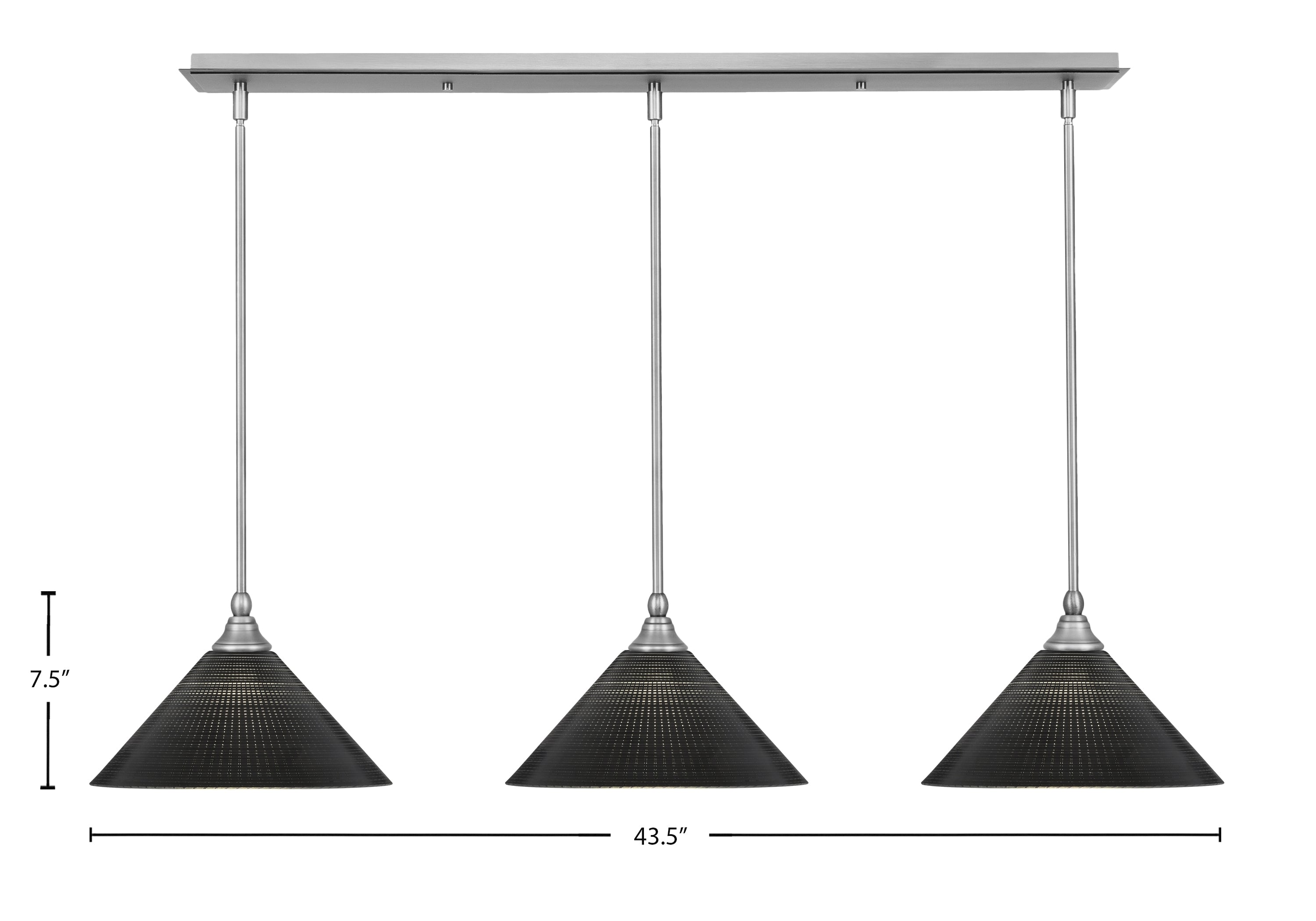 Stem Three Light Linear Pendalier in Brushed Nickel with Black Matrix Shade
