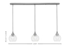 Stem Three Light Linear Pendalier in Brushed Nickel with Clear Bubble Shade
