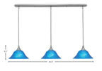 Any Three Light Linear Pendalier in Brushed Nickel with 10" Blue Italian Shade