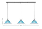 Any Three Light Linear Pendalier in Brushed Nickel with 10" Teal Crystal Shade