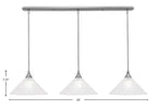 Any Three Light Linear Pendalier in Brushed Nickel with 12" Italian Bubble Shade