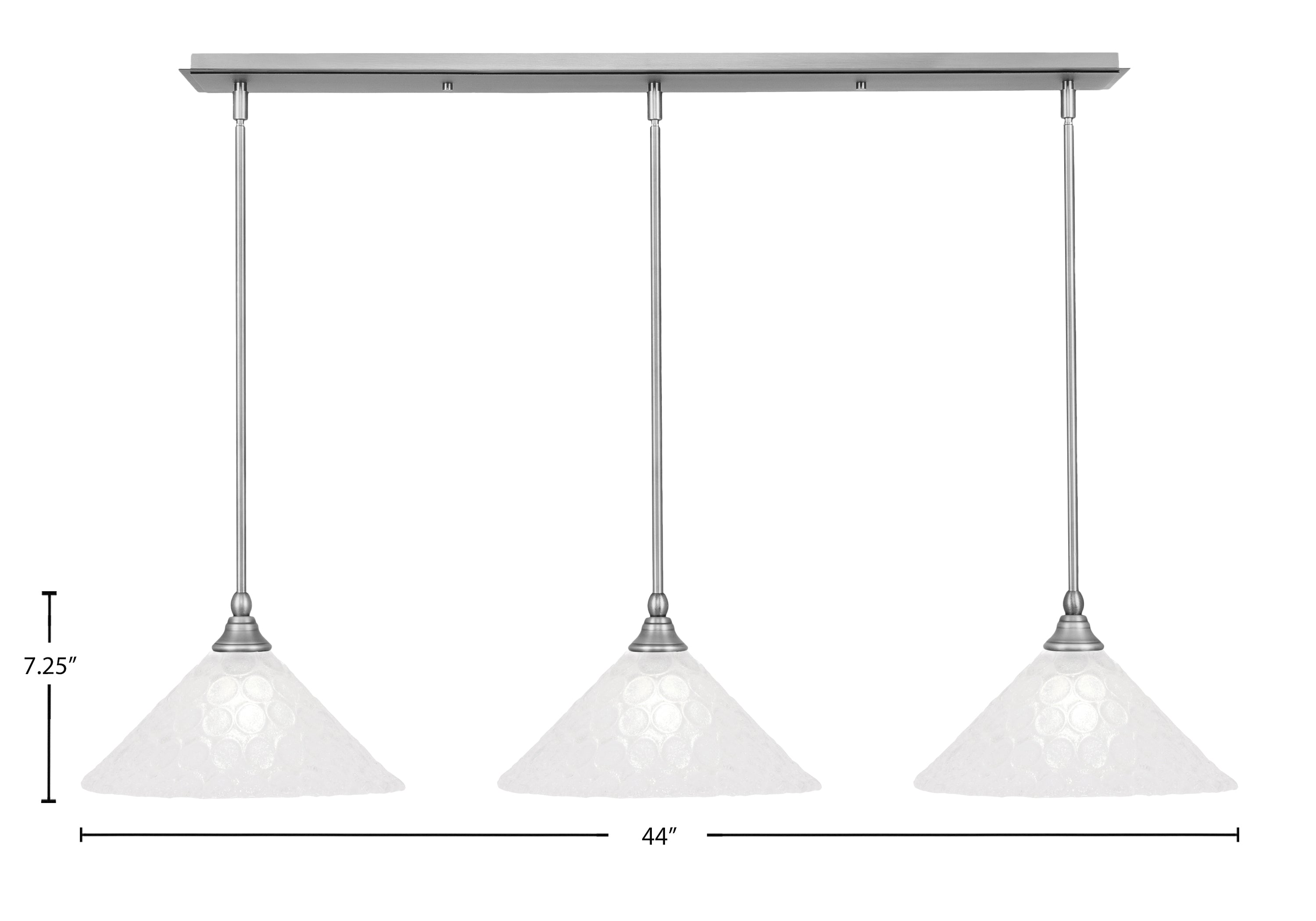 Any Three Light Linear Pendalier in Brushed Nickel with 12" Italian Bubble Shade
