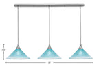 Any Three Light Linear Pendalier in Brushed Nickel with 12" Teal Crystal Shade