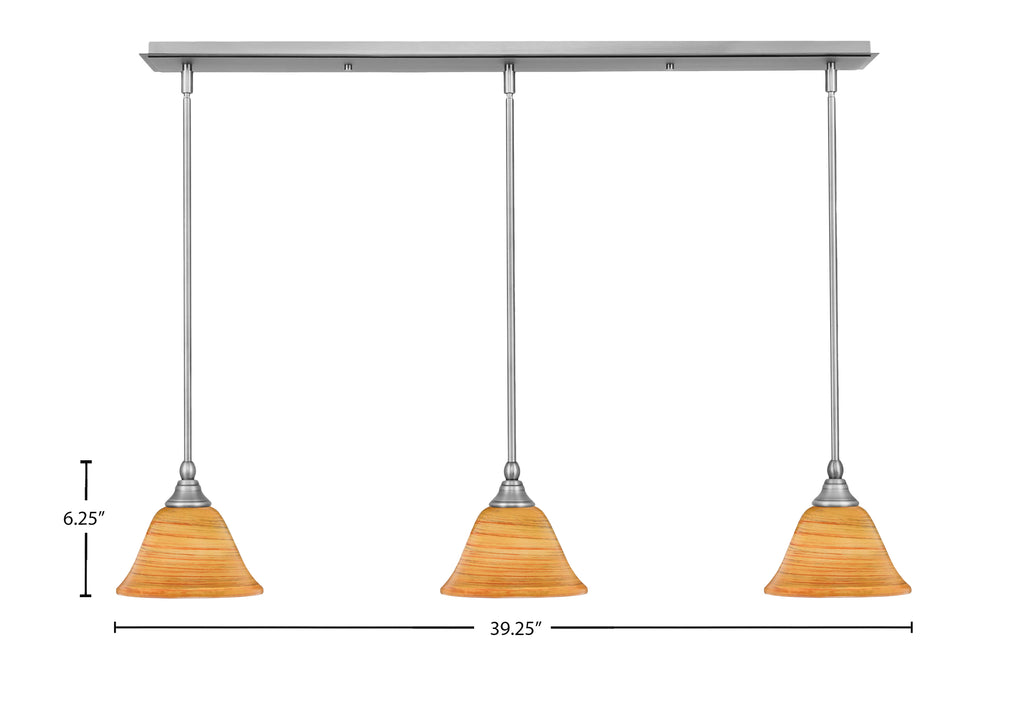 Any Three Light Linear Pendalier in Brushed Nickel with 7" Firré Saturn Shade