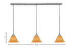 Any Three Light Linear Pendalier in Brushed Nickel with 7" Firré Saturn Shade