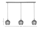 Stem Three Light Linear Pendalier in Brushed Nickel with Smoke Textured Shade