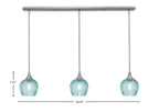 Stem Three Light Linear Pendalier in Brushed Nickel with Turquoise Textured Shade