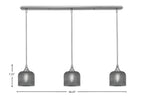 Stem Three Light Linear Pendalier in Brushed Nickel with Smoke Textured Shade