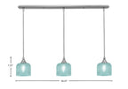 Stem Three Light Linear Pendalier in Brushed Nickel with Turquoise Textured Shade