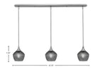 Stem Three Light Linear Pendalier in Brushed Nickel with Smoke Textured Shade