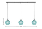 Stem Three Light Linear Pendalier in Brushed Nickel with Turquoise Textured Shade
