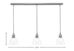 Stem Three Light Linear Pendalier in Brushed Nickel with Clear Bubble Shade