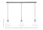 Stem Three Light Linear Pendalier in Brushed Nickel with White Marble Shade