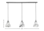 Stem Three Light Linear Pendalier in Brushed Nickel with Onyx Swirl Shade