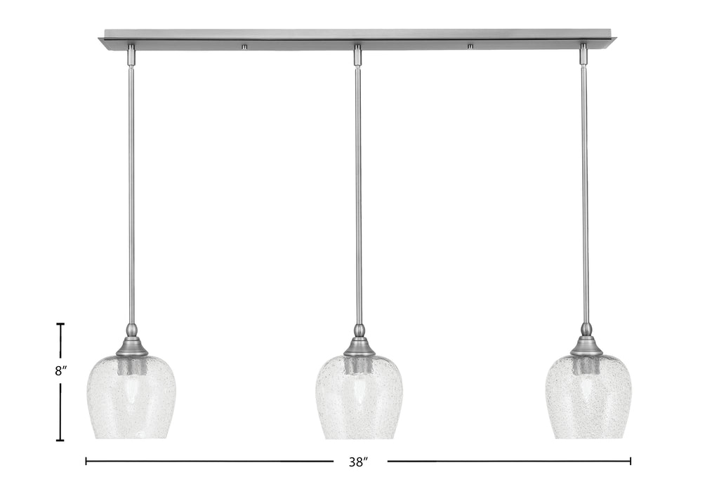 Stem Three Light Linear Pendalier in Brushed Nickel with Smoke Bubble Shade