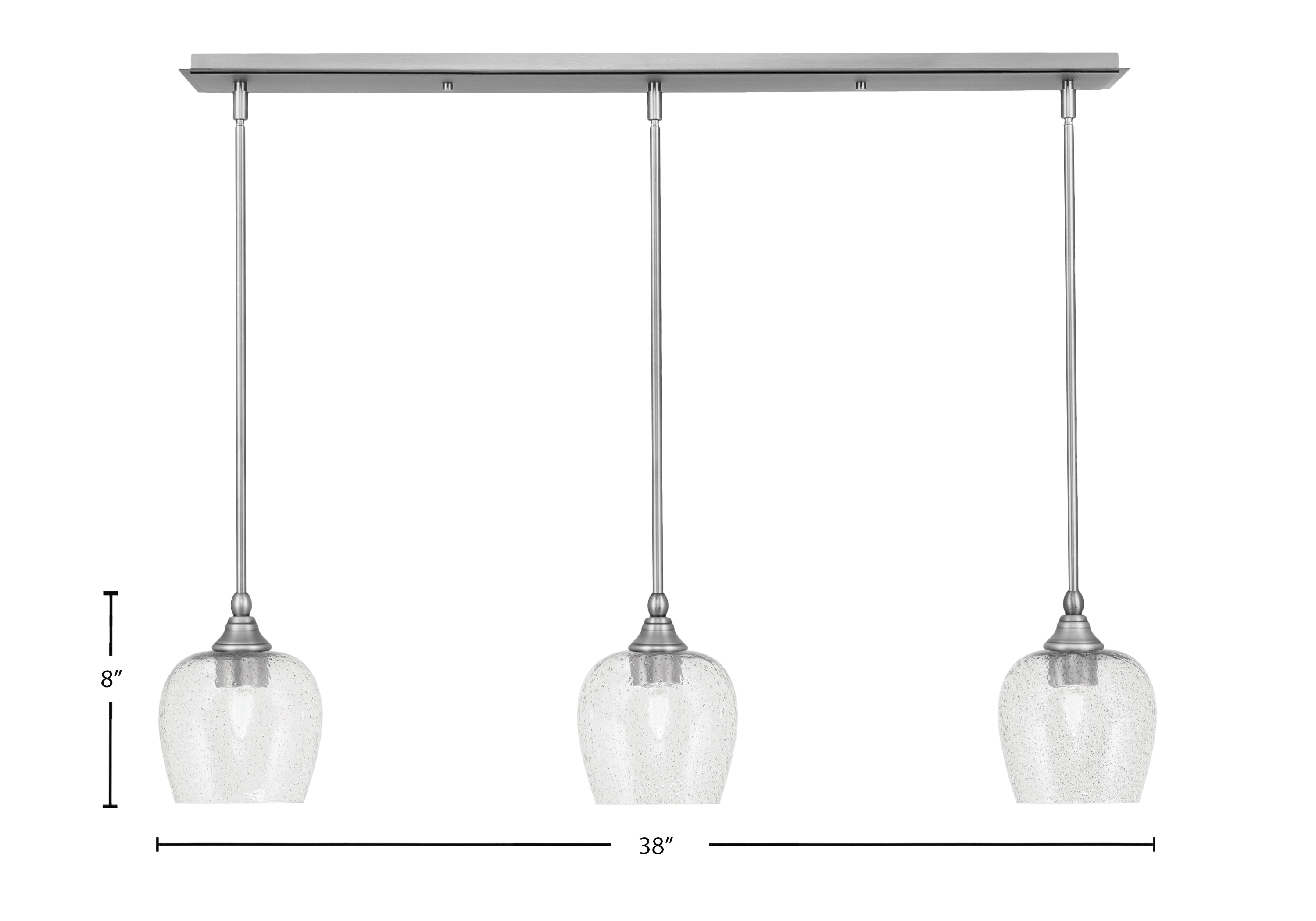Stem Three Light Linear Pendalier in Brushed Nickel with Smoke Bubble Shade