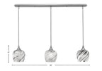 Stem Three Light Linear Pendalier in Brushed Nickel with Onyx Swirl Shade