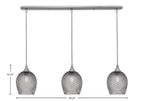 Stem Three Light Linear Pendalier in Brushed Nickel with Smoke Textured Shade