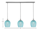 Stem Three Light Linear Pendalier in Brushed Nickel with Turquoise Textured Shade
