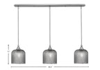 Stem Three Light Linear Pendalier in Brushed Nickel with Smoke Textured Shade
