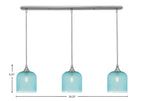 Stem Three Light Linear Pendalier in Brushed Nickel with Turquoise Textured Shade