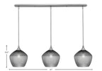 Stem Three Light Linear Pendalier in Brushed Nickel with Smoke Textured Shade