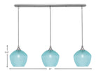 Stem Three Light Linear Pendalier in Brushed Nickel with Turquoise Textured Shade