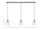 Stem Three Light Linear Pendalier in Brushed Nickel with Clear Ribbed Shade