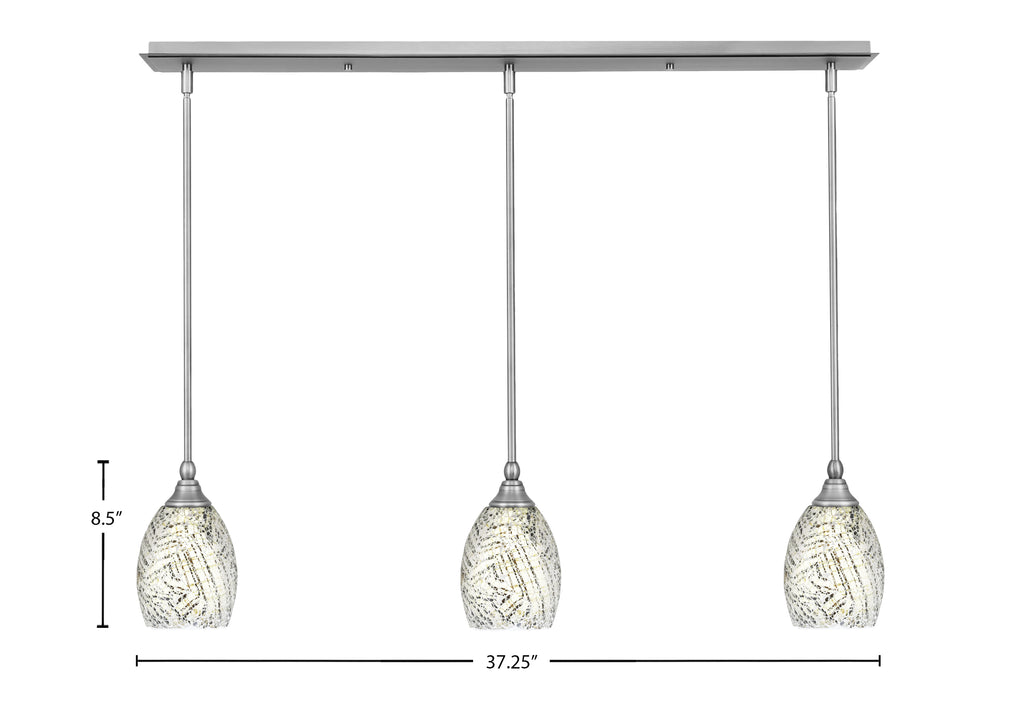 Any Three Light Linear Pendalier in Brushed Nickel with 5" Natural Fusion Shade