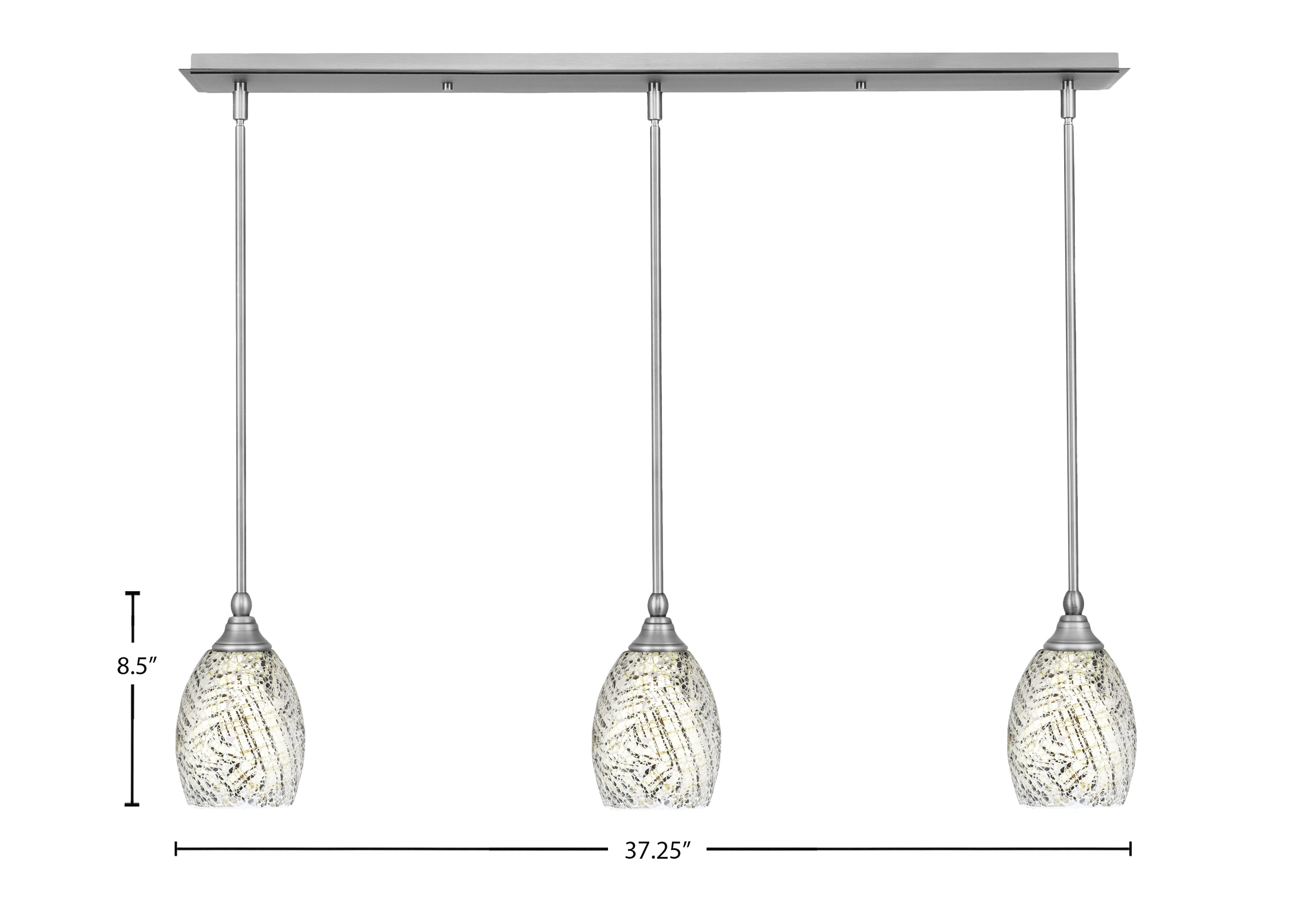 Any Three Light Linear Pendalier in Brushed Nickel with 5" Natural Fusion Shade