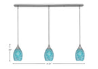 Any Three Light Linear Pendalier in Brushed Nickel with 5" Turquoise Fusion Shade
