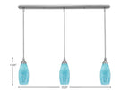 Any Three Light Linear Pendalier in Brushed Nickel with 5.5" Turquoise Fusion Shade