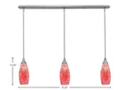 Any Three Light Linear Pendalier in Brushed Nickel with 5.5" Red Fusion Shade